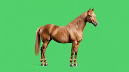 Obraz premium A majestic horse standing gracefully, with a green screen background ready for dynamic visuals