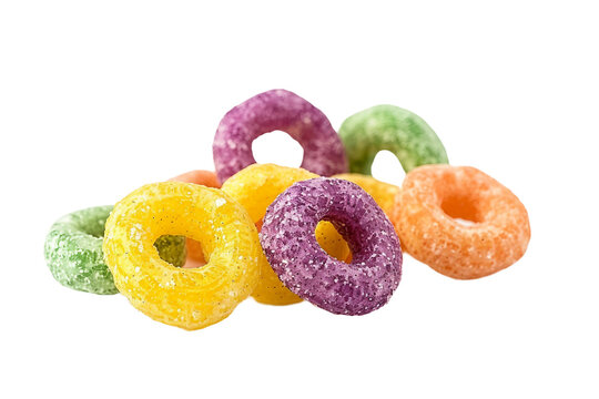 Fruity Fruit Loops Cereal for Kids and Kids at Heart Isolated on Transparent Background