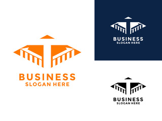 Fototapeta premium Letter T with Graph or chart on Diamond shape logo vector. Creative Business logo design template