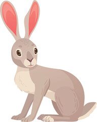 Cartoon hare character. Cute baby rabbit animal