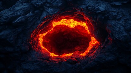 Fototapeta premium Molten Lava Hole in Volcanic Rock Fiery Inferno Background