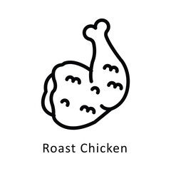 Roast Chicken  Vector Outline Icon. Eps10 File