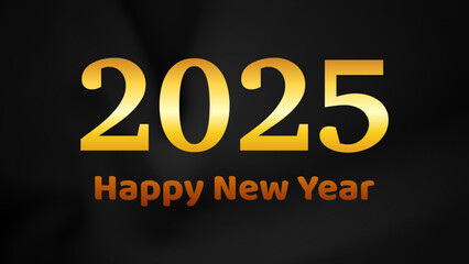 2025 Happy New Year on dark silk background