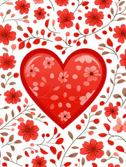 vibrant heart design surrounded by floral patterns, evoking love