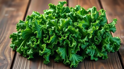 Fresh, wholesome kale salad on wood.  Perfect for a light lunch.