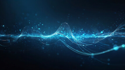 Abstract blue background, technology background, neon light artwork, glowing lines design.