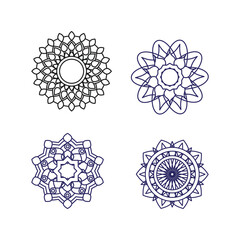 Simple Mandala Flower Designs in Mehndi Style, Ornamental Floral Vectors for Coloring Pages, Luxury Mandala Patterns. Abstract Oriental Henna Tattoo Style Vectors for Design Projects.