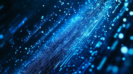 Abstract Blue Glowing Lines with Bokeh Effect