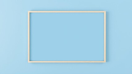 blue painted wall with white frame in center, frame, interior