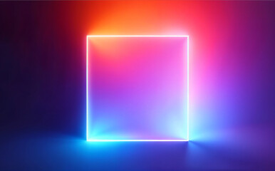 Vibrant Neon Square Art, a strikingly detailed and luminous square illuminated by RGB backlight against a deep black backdrop.