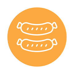 Sausage Vector Circle Outline Icon. Eps 10 File