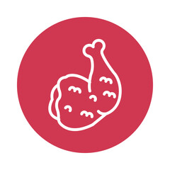 Roast Chicken Vector Circle Outline Icon. Eps 10 File