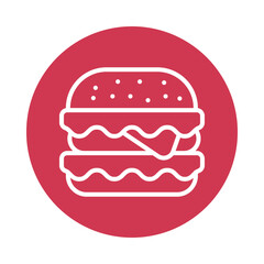 Veggie Burger Vector Circle Outline Icon. Eps 10 File