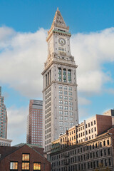 Obraz premium Skyline of Custom House Clock Tower in Downtown Boston ....Boston, Massachusetts, USA