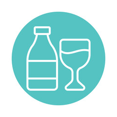Wine   Vector Circle Outline Icon. Eps 10 File