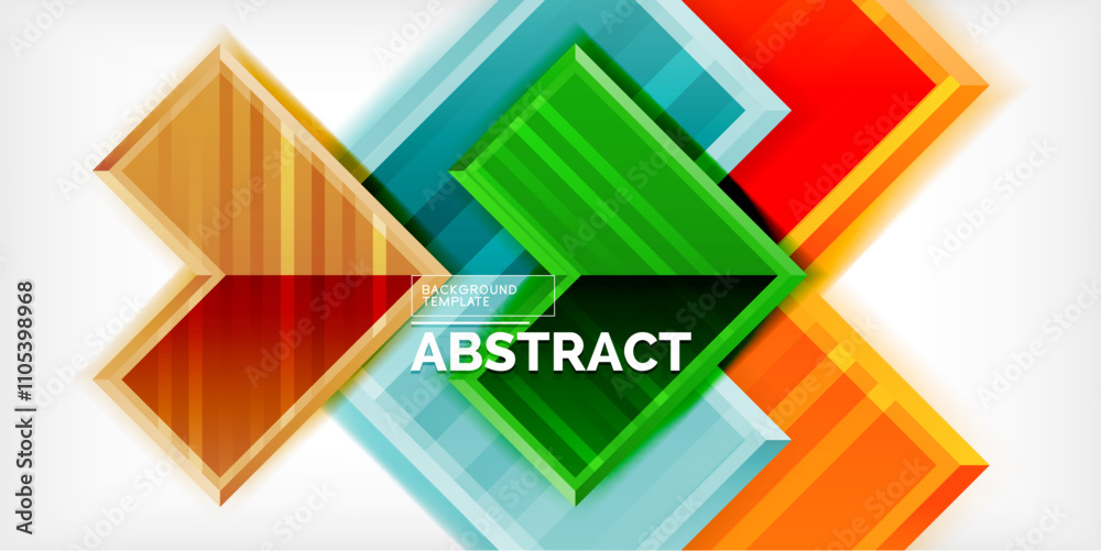 Poster Arrow symbols created with 3d effects and line texture geometric abstract background