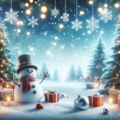 Obraz premium snowman with gifts