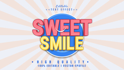 editable 3d sweet smile text effect.typhography logo