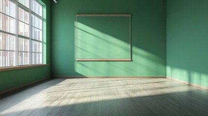 An interactive virtual classroom setup, framed by a clean green screen for customizable experiences