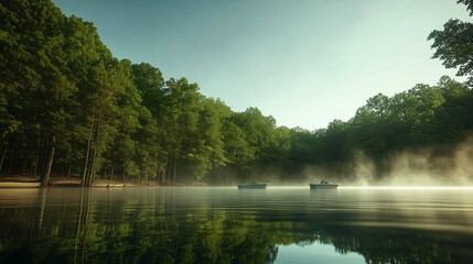 beautiful lake landscape with calm water