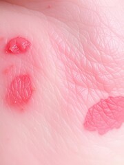 Fototapeta premium Close-up of inflamed and red skin affected by dermatitis or eczema, dermatitis, dermatologic