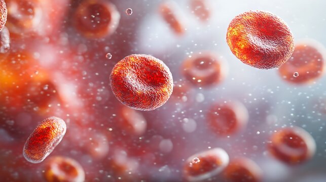 Close-up depiction of red blood cells tumbling inside a blood vessel - Powered by Adobe