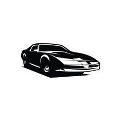 Obraz premium knight rider car. vector silhouette isolated on white background seen from the side. Best for badges, emblems, icons, sticker designs, automotive industry.