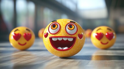 Adorable love emoji with heart eyes isolated on a clean white background for romantic themes