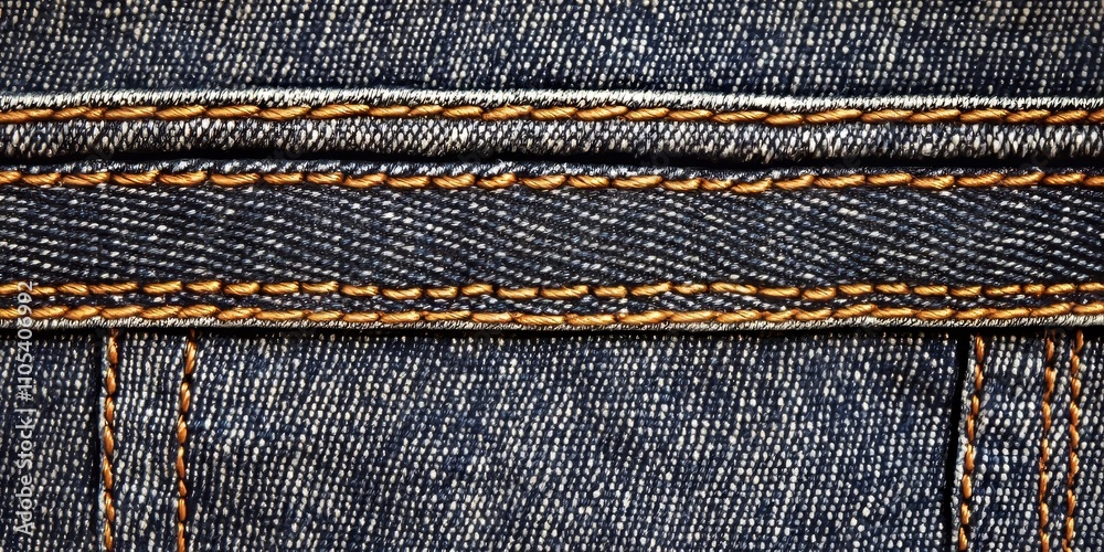 Poster gray blue jeans texture closeup highlighting seams, perfect for showcasing the unique characteristic