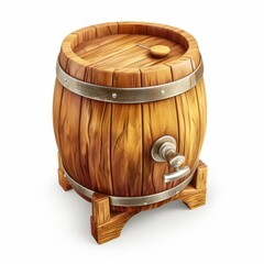Obraz premium Rustic Wooden Barrel Vintage Beer Keg Isolated 3D Render Drink Container Wooden Texture