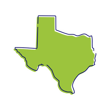 Simple map of Texas vector hand drawn. Hand drawn style map of Texas icon vector illustration in lineal color style