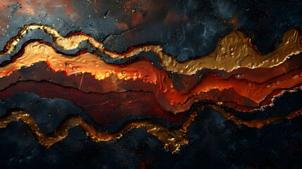 Abstract Background with Wavy Gold and Black Texture