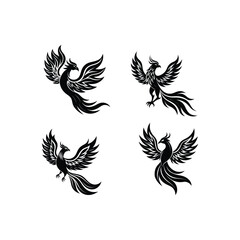 A stunning vector illustration of a Phoenix fire bird and character design, perfect for digital art projects, branding, and more.