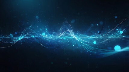 Abstract blue background, technology background, neon light artwork, glowing lines design.