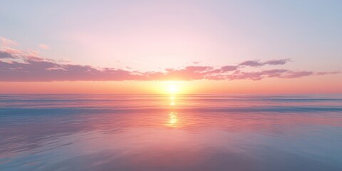 Fototapeta premium Tranquil oceanic seascape featuring a stunning sunset view over a serene beach, highlighting the beauty of an oceanic landscape at twilight. Oceanic vibes fill the atmosphere as day turns to night.