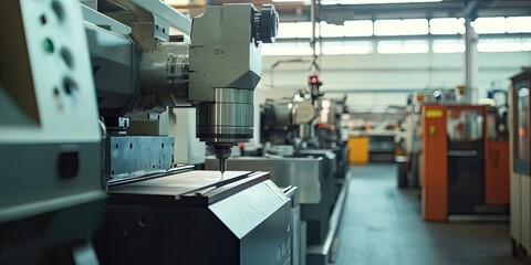 CNC machines in an industrial factory setting showcase advanced manufacturing processes. Experience the efficiency of CNC machines operating within an industrial factory environment.