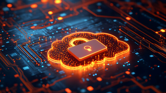 Cybersecurity Cloud Abstract 3D Illustration