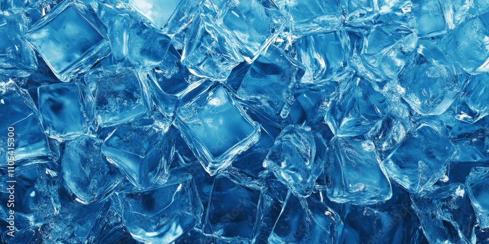Fototapete Ice cubes background featuring a unique ice texture, perfect for showcasing the captivating details of ice cubes and the intricacies of ice texture in various design projects.