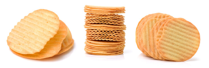 Potato Chips on white background