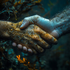 Beneath the Waves: Hands in Unity Underwater