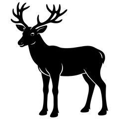 Vector artwork of a reindeer, a herbivorous domestic animal, perfect for wildlife and nature-themed projects.
