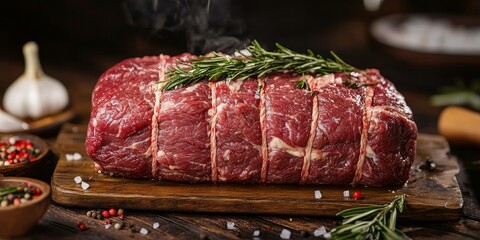 Raw grassfed boneless rib beef roast is ready to cook, offering a flavorful and tender option for your next meal. Enjoy the quality and taste of raw grassfed boneless rib beef roast today.