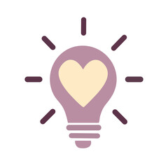 bulb light with heart icon vector illustration design graphic flat and simple
