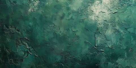 Grainy texture features a dark green background, creating an abstract painted backdrop. This rough structure offers a blank canvas close up, ideal for use in a panoramic banner with a concrete grunge