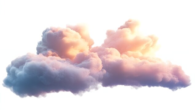 Dreamy pastel-colored clouds against a bright white background. Soft, fluffy, and ethereal, perfect for a peaceful mood.