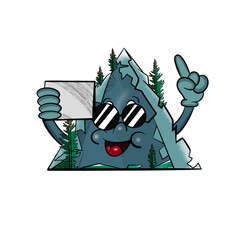 Mountain Cartoon, Mountain Illustration, Hand Drawn Cartoon.