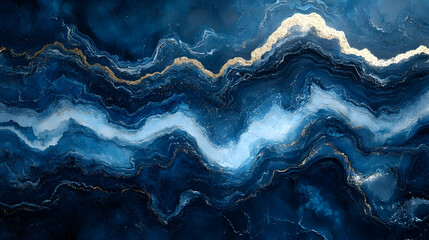 Fototapeta premium Abstract Blue and Gold Swirls Background