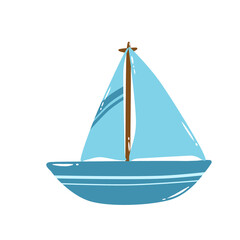 Boat sea cute doodle small sailing ship for summer holiday that can be used for sticker, book, scrapbook, icon, decorative, e.t.c with aesthetic blue colorful color