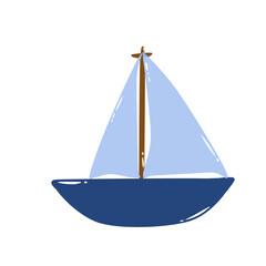 Boat sea cute doodle small sailing ship for summer holiday that can be used for sticker, book, scrapbook, icon, decorative, e.t.c with aesthetic blue colorful color