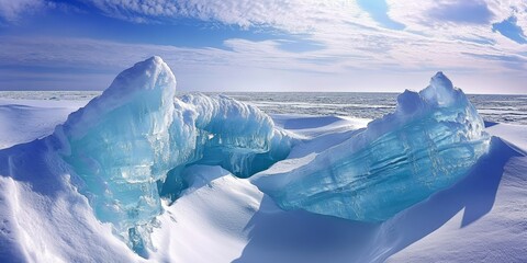 Stunning ice formations create a breathtaking view in a pristine polar landscape, showcasing the beauty of ice in its natural environment, inviting admiration for the remarkable ice scenery.